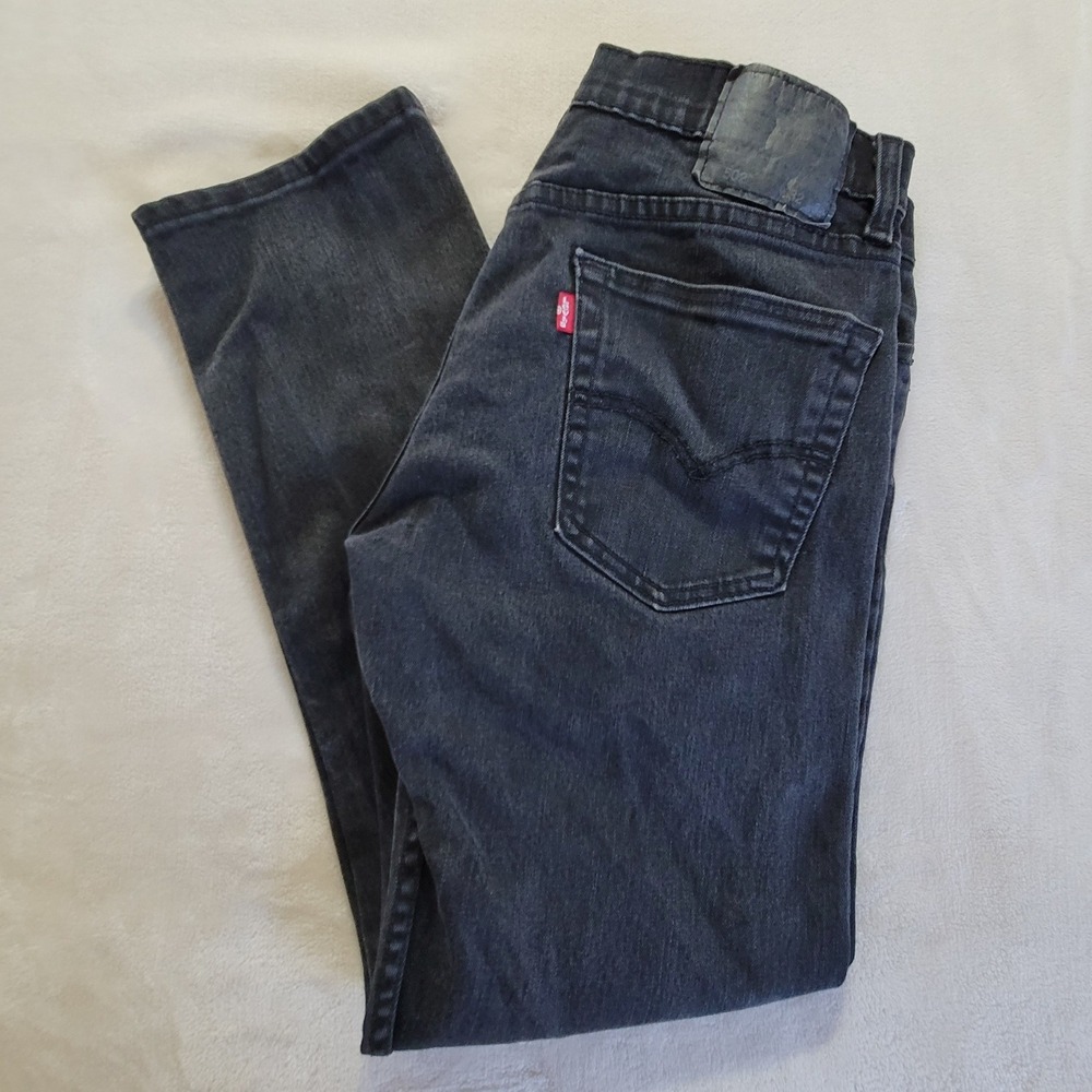 Levi's 502 Regular Taper Jeans Mens 32x32 (32×28) Black Faded Denim Tapered Leg